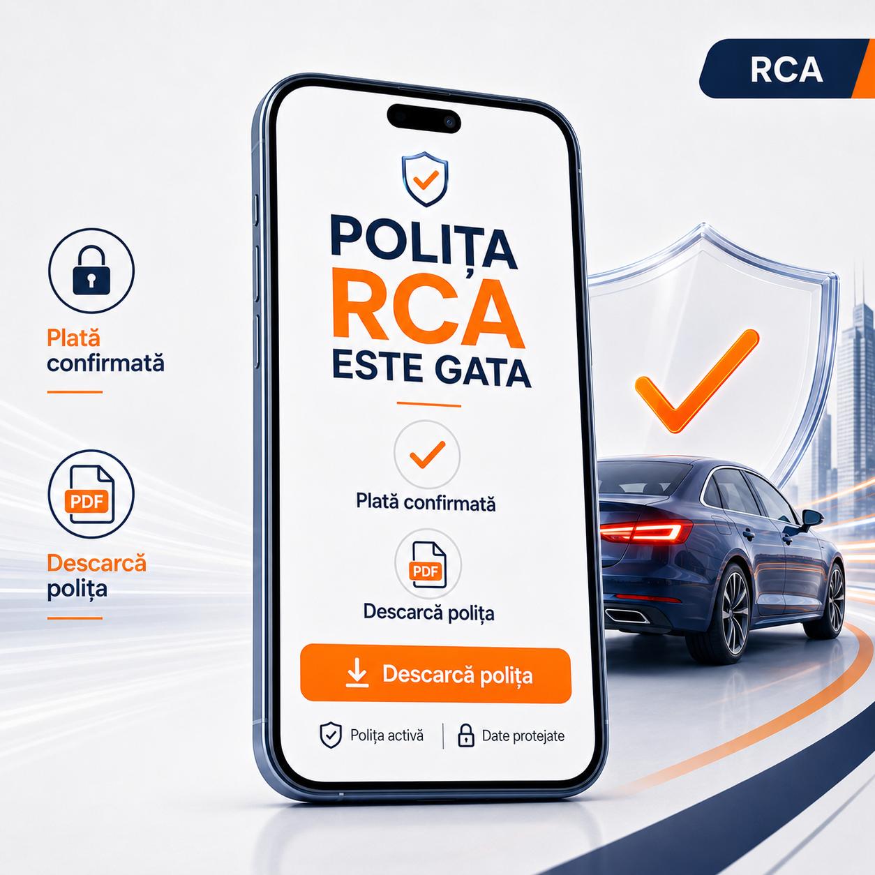 Grafică despre primirea poliței RCA în format electronic